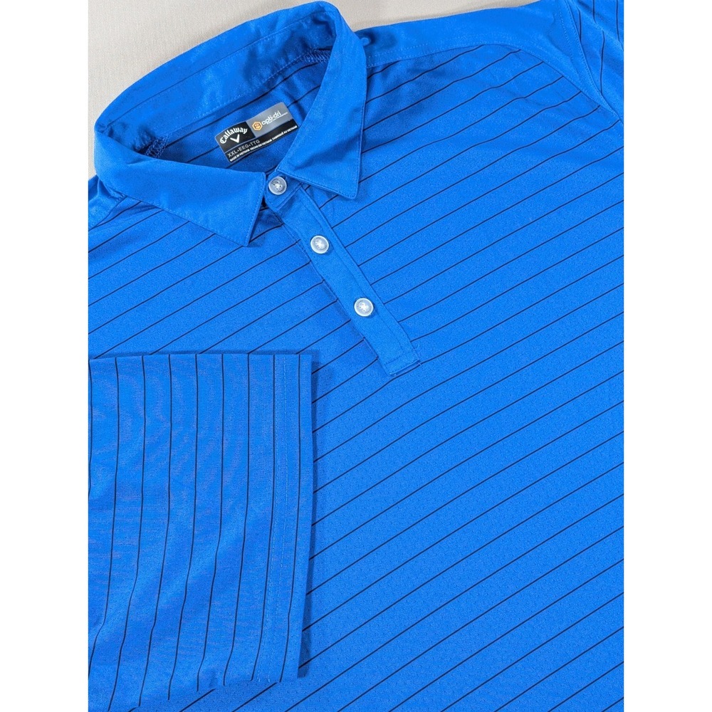 Callaway Shirt Men's XXL Blue Black Striped Opti-Dri Golf Polo Performance